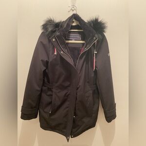 Tommy hilfger Black Winter Parka with Faux Fur Trim